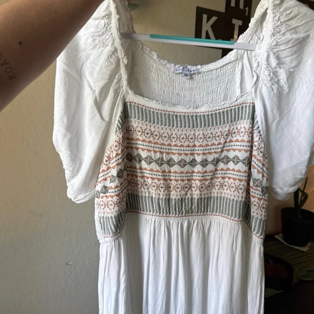 Baltic Born White Dress with Embroidered Pattern - Picture 1 of 3